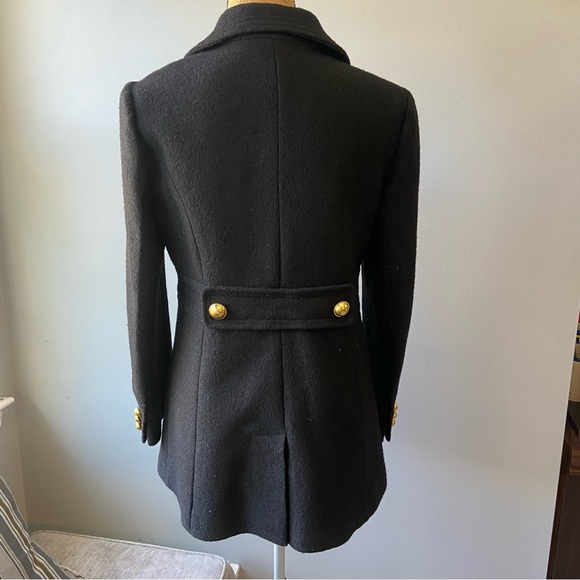 LOFT Sz 8P Black Double-Breasted Women’s Pea Coat with Gold Buttons - Picture 5 of 13
